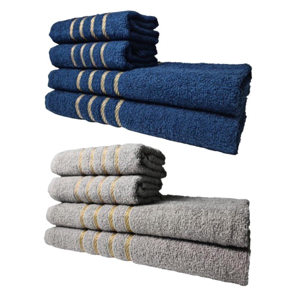 Kit 8 Toalhas Grandes Dubai 4 Banhos 4 Rostos Azul+cinza - 1