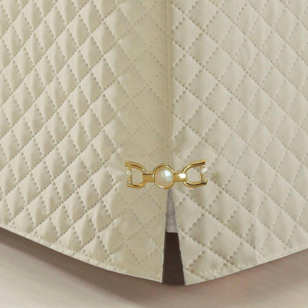 Saia Box Casal Olimpo Microfibra Matelassê Costurado - Bege - 3