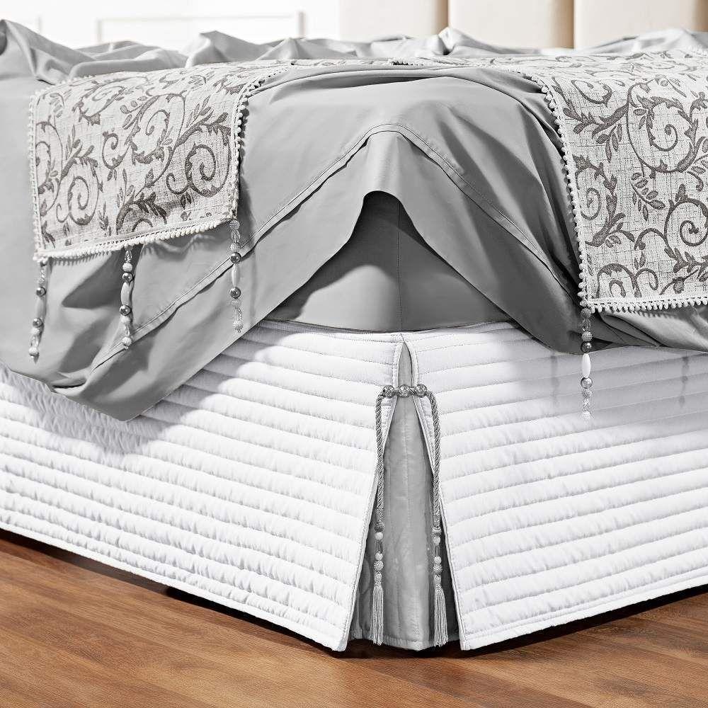 Saia Box Casal Bruxelas Matelassê Costurado - Branco - 1