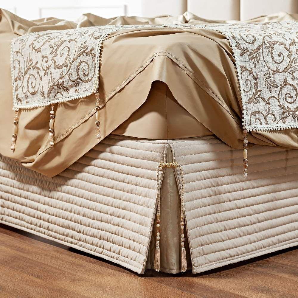 Saia Box Casal Bruxelas Matelassê Costurado - Bege - 1