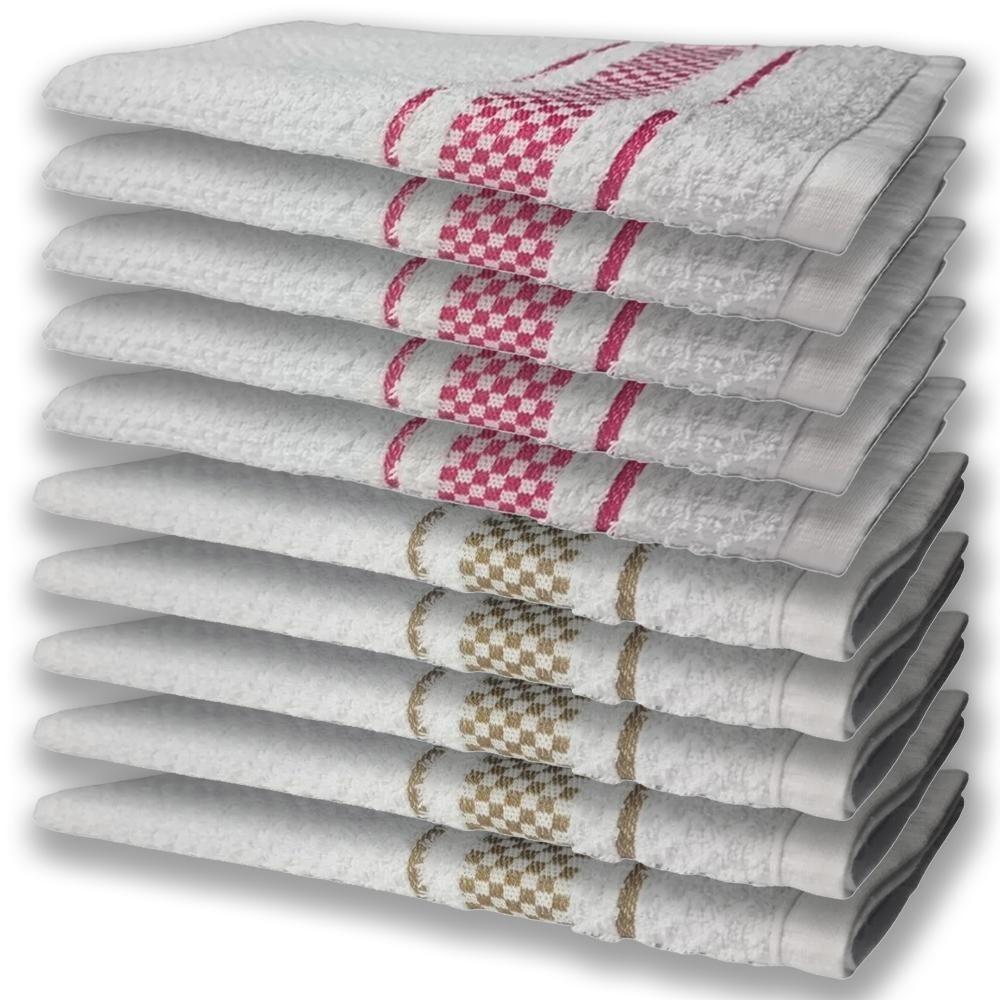 10 Panos De Prato Atoalhado Felpudo Premium 5 Rosa 5 Marrom - 1