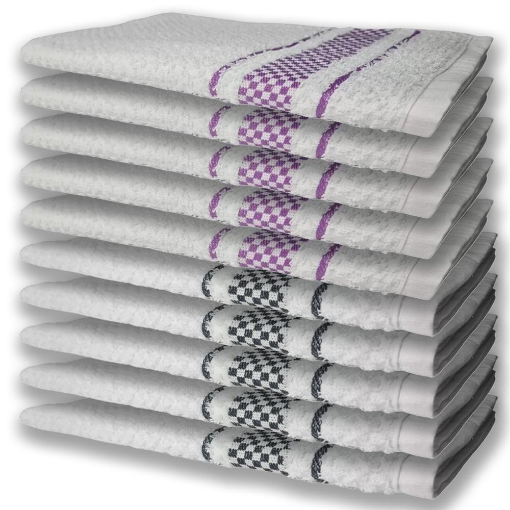 10 Panos De Prato Atoalhado Felpudo Premium 5 Lilás 5 Preto - 1