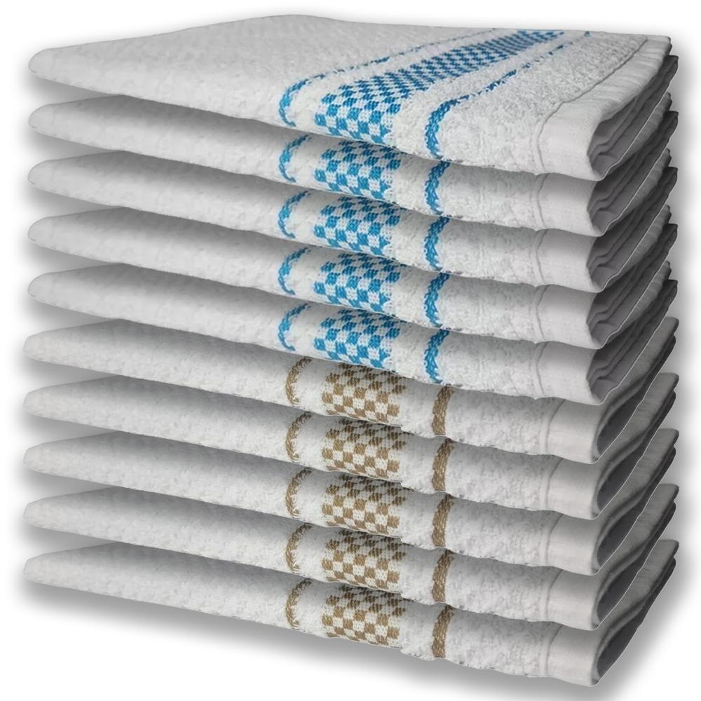 10 Panos De Prato Atoalhado Felpudo Premium 5 Azul 5 Marrom - 1
