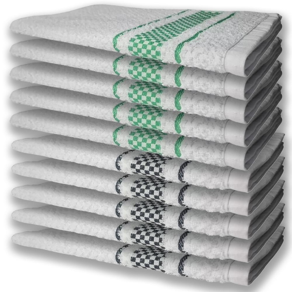 10 Panos De Prato Atoalhado Felpudo 5 Verde 5 Preto - 1