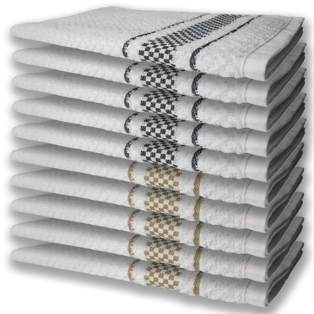 10 Panos De Prato Atoalhado Felpudo Premium 5 Preto 5 Marrom - 1