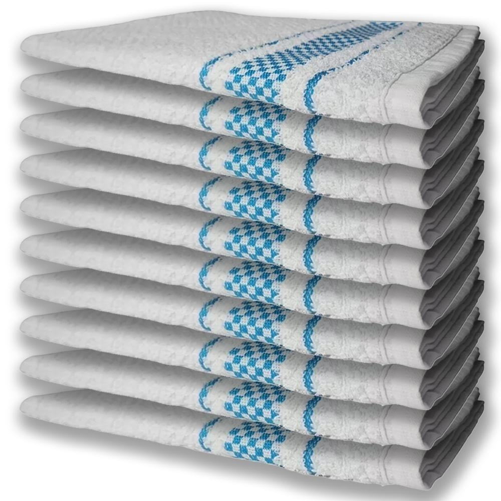 10 Panos De Prato Atoalhado Felpudo Premium Azul - 1