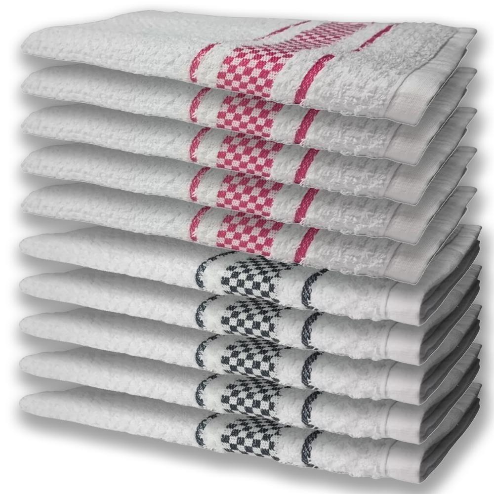 10 Panos De Prato Atoalhado Felpudo 5 Rosa 5 Preto - 1