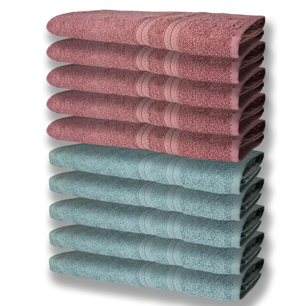 10 Toalhas Grande E Grossa 5 Verde 5 Rosê - 1