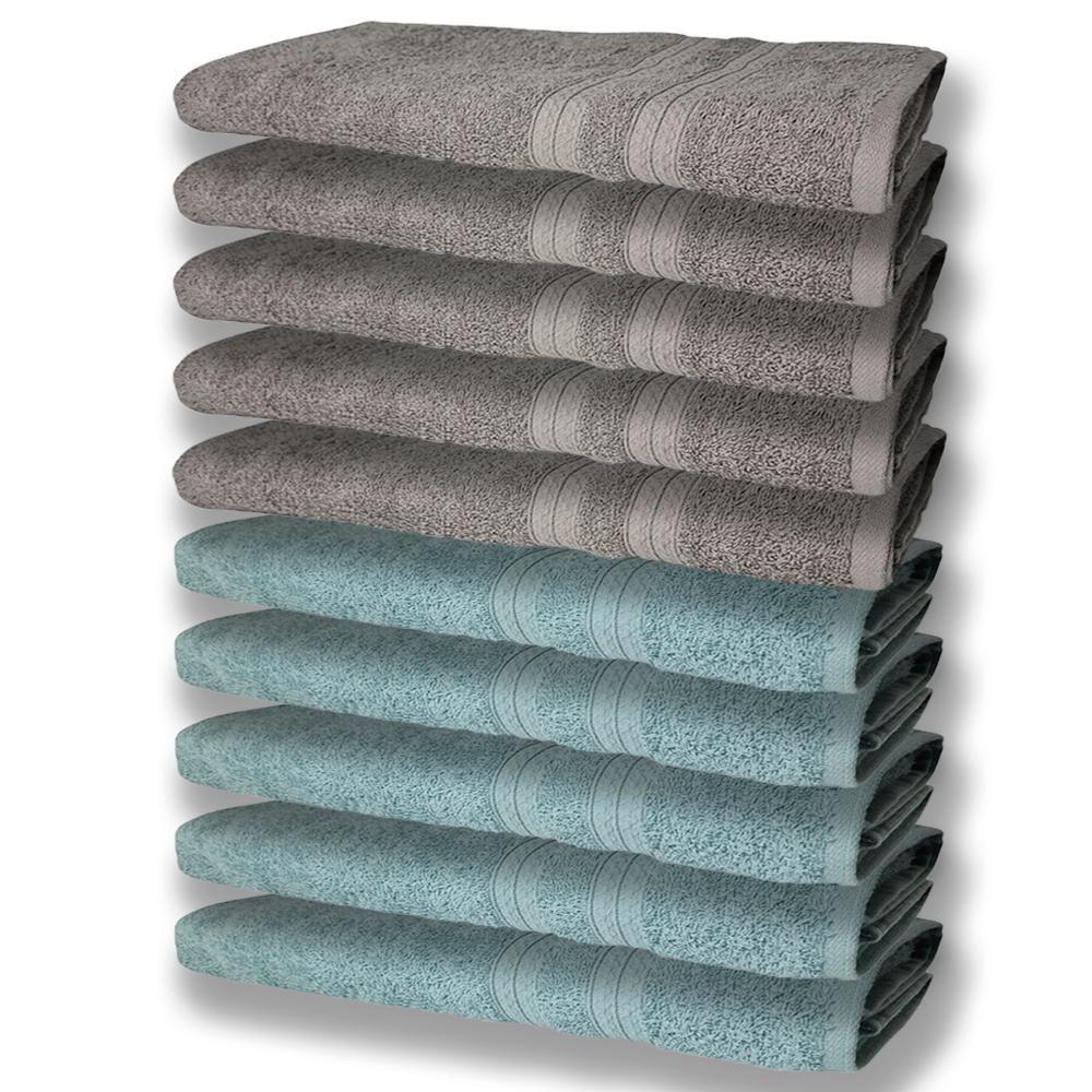 10 Toalhas Grande E Grossa 5 Verde 5 Cinza - 1