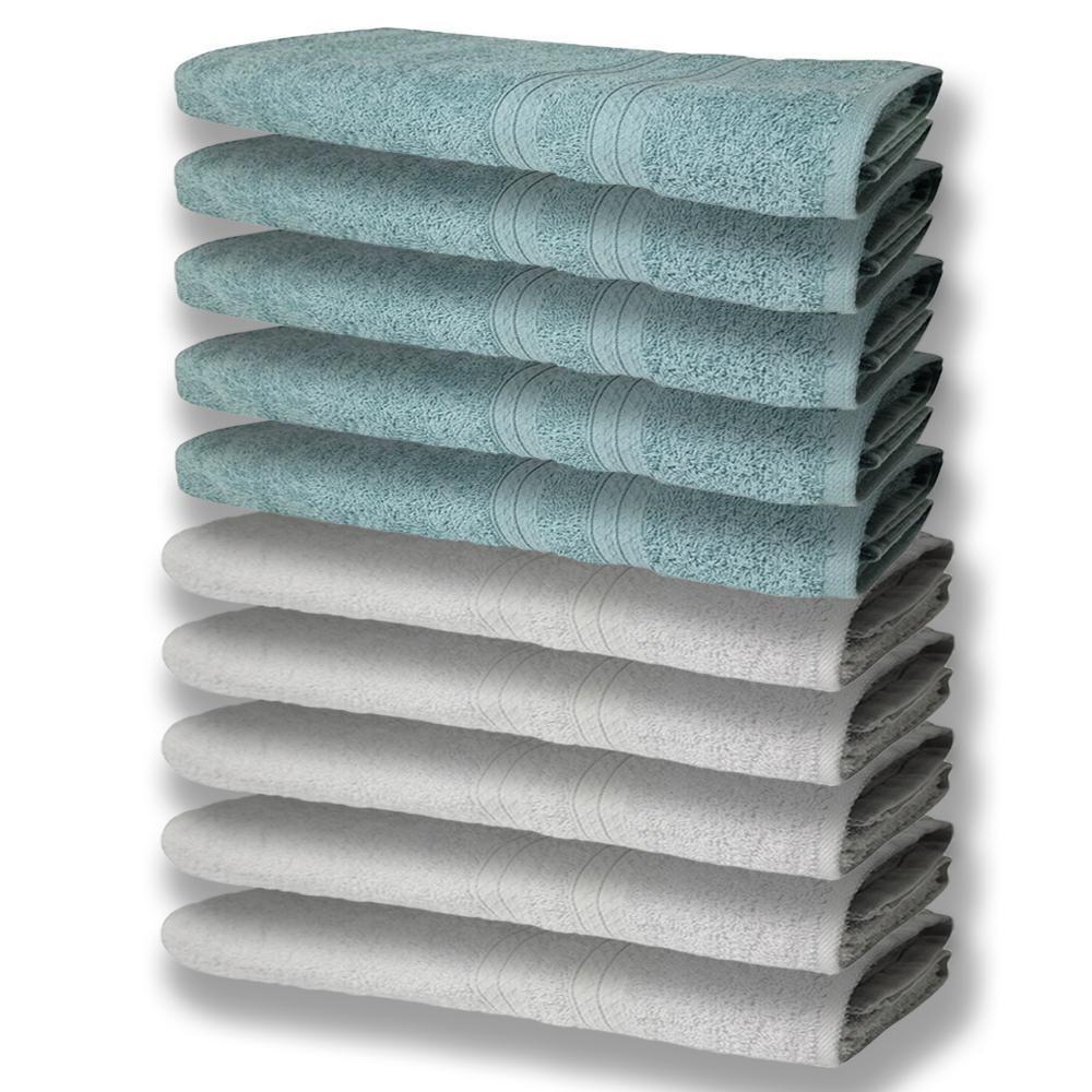 10 Toalhas Grande E Grossa 5 Branco 5 Verde - 1