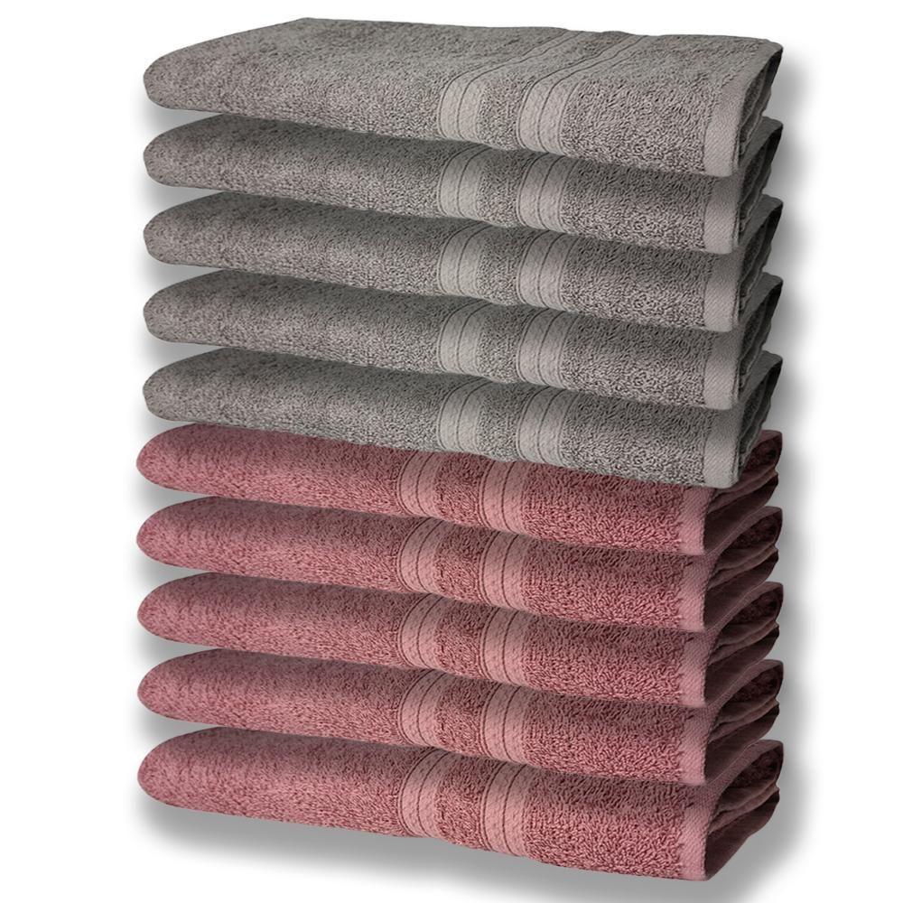 10 Toalhas Grande E Grossa 5 Rosê 5 Cinza - 1