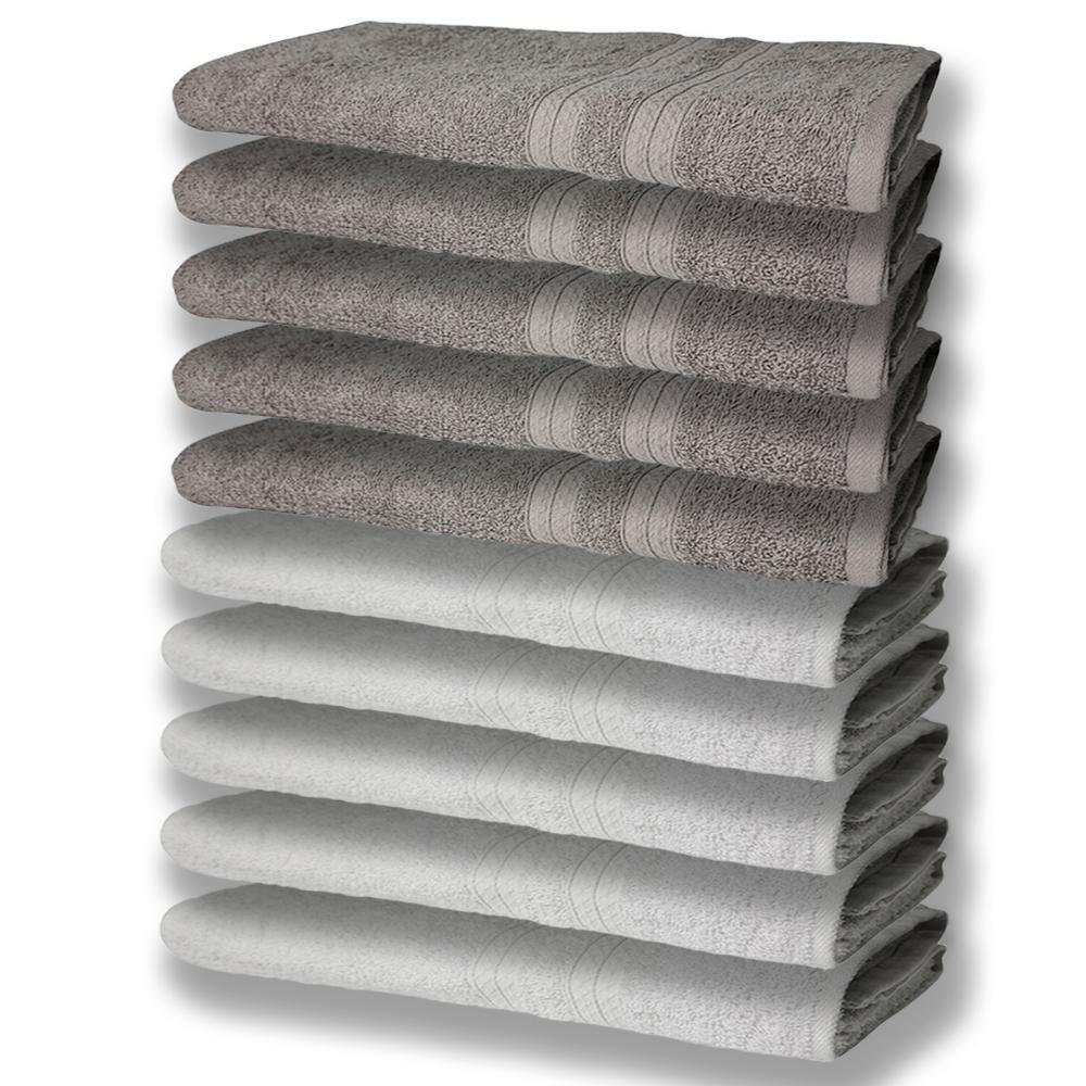 10 Toalhas Grande E Grossa 5 Branco 5 Cinza - 1