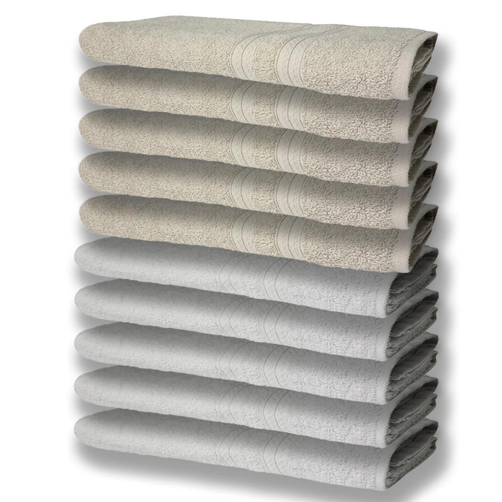 10 Toalhas Grande E Grossa 5 Branco 5 Bege - 1