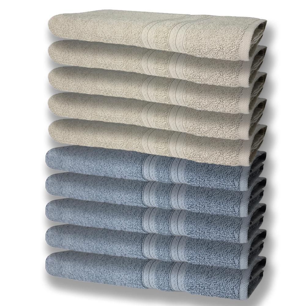 10 Toalhas Grande E Grossa 5 Azul 5 Bege - 1