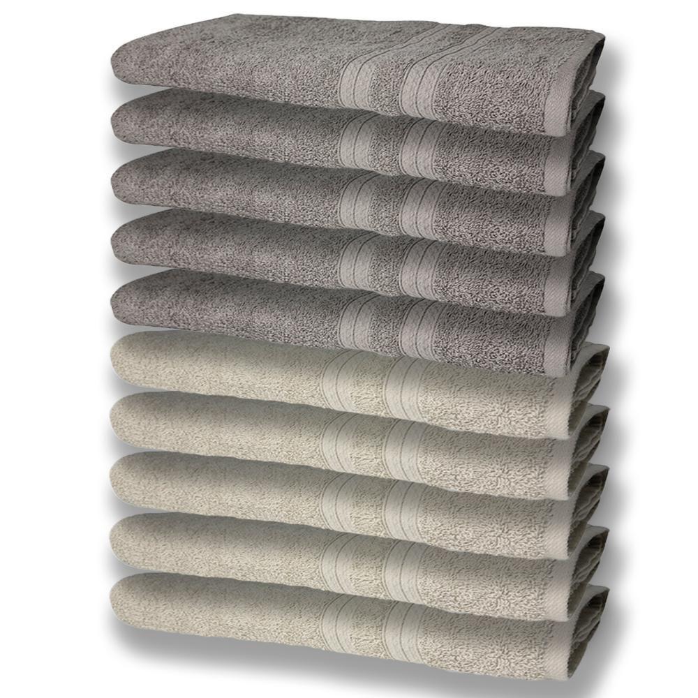 10 Toalhas Grande E Grossa 5 Bege 5 Cinza - 1