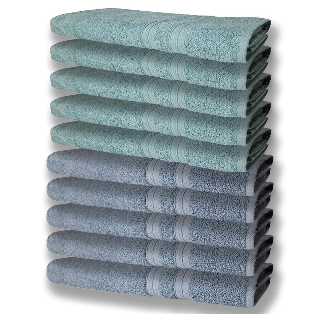 10 Toalhas Grande E Grossa 5 Azul 5 Verde - 1