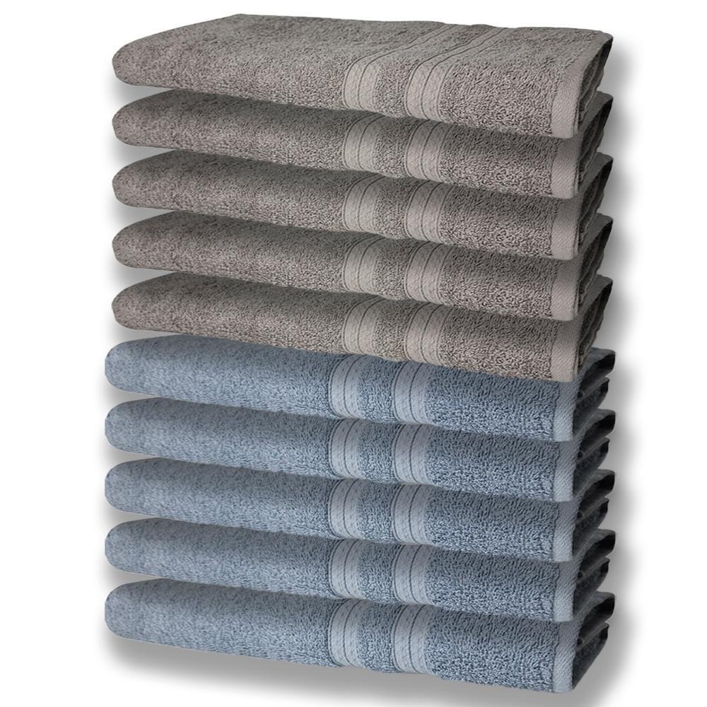 10 Toalhas Grande E Grossa 5 Azul 5 Cinza - 1
