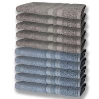 10 Toalhas Grande E Grossa 5 Azul 5 Cinza - 1