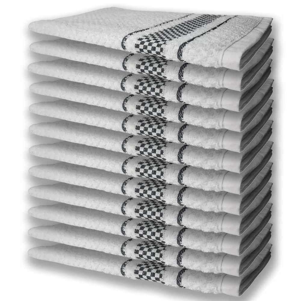 12 Panos De Prato Atoalhado Felpudo Preto - 1