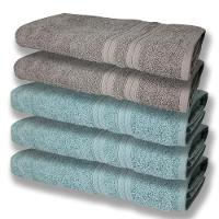 5 Toalhas Grande E Grossa Algodão Verde E Cinza - 1