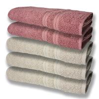 5 Toalhas Grande E Grossa Algodão Bege e Rosê - 1