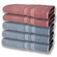 5 Toalhas Grande E Grossa Algodão Azul e Rosê - 1