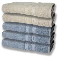 5 Toalhas Grande E Grossa Algodão Azul E bege - 1