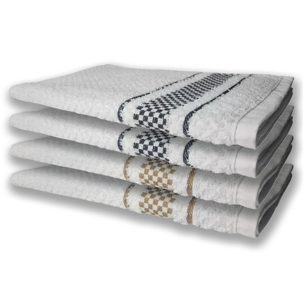 4 Panos De Prato Atoalhado Felpudo Preto+marrom - 1