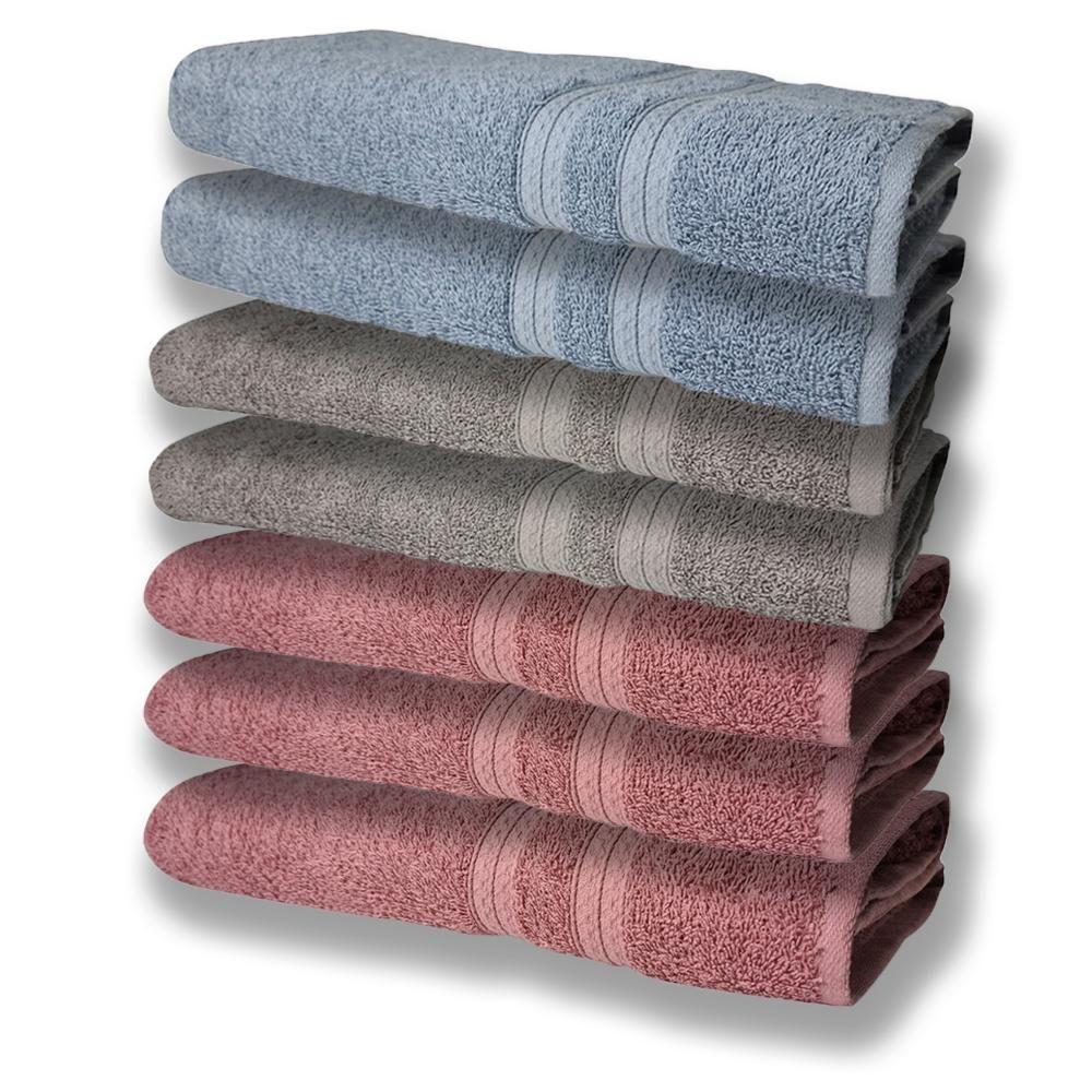 7 Toalhas Grande E Grossa 3 Rosê 2 Cinza 2 Azul - 1
