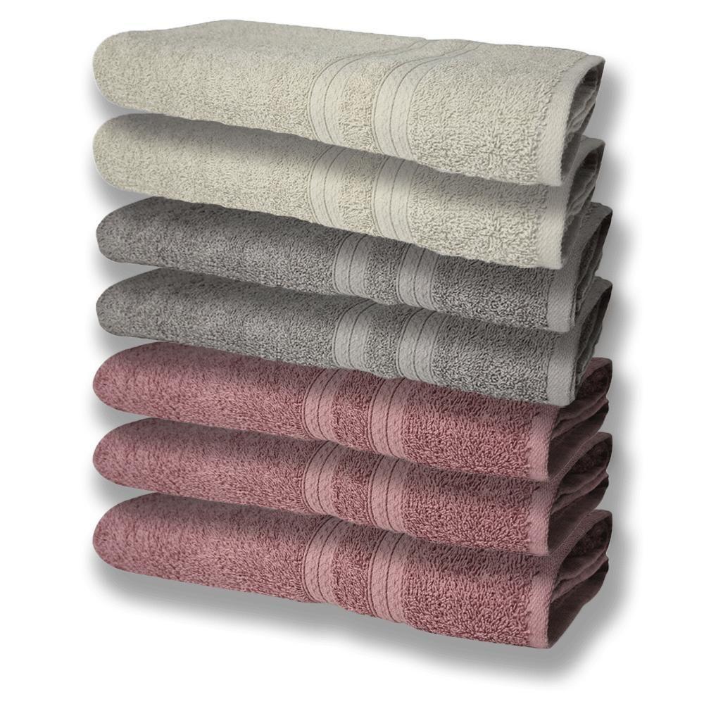 7 Toalhas Grande E Grossa 3 Rosê 2 Cinza 2 Bege - 1