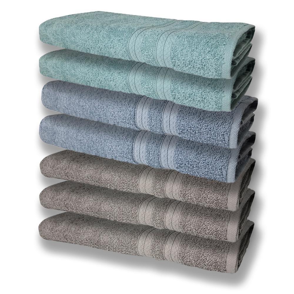 7 Toalhas Grande E Grossa 3 Cinza 2 Azul 2 Verde - 1