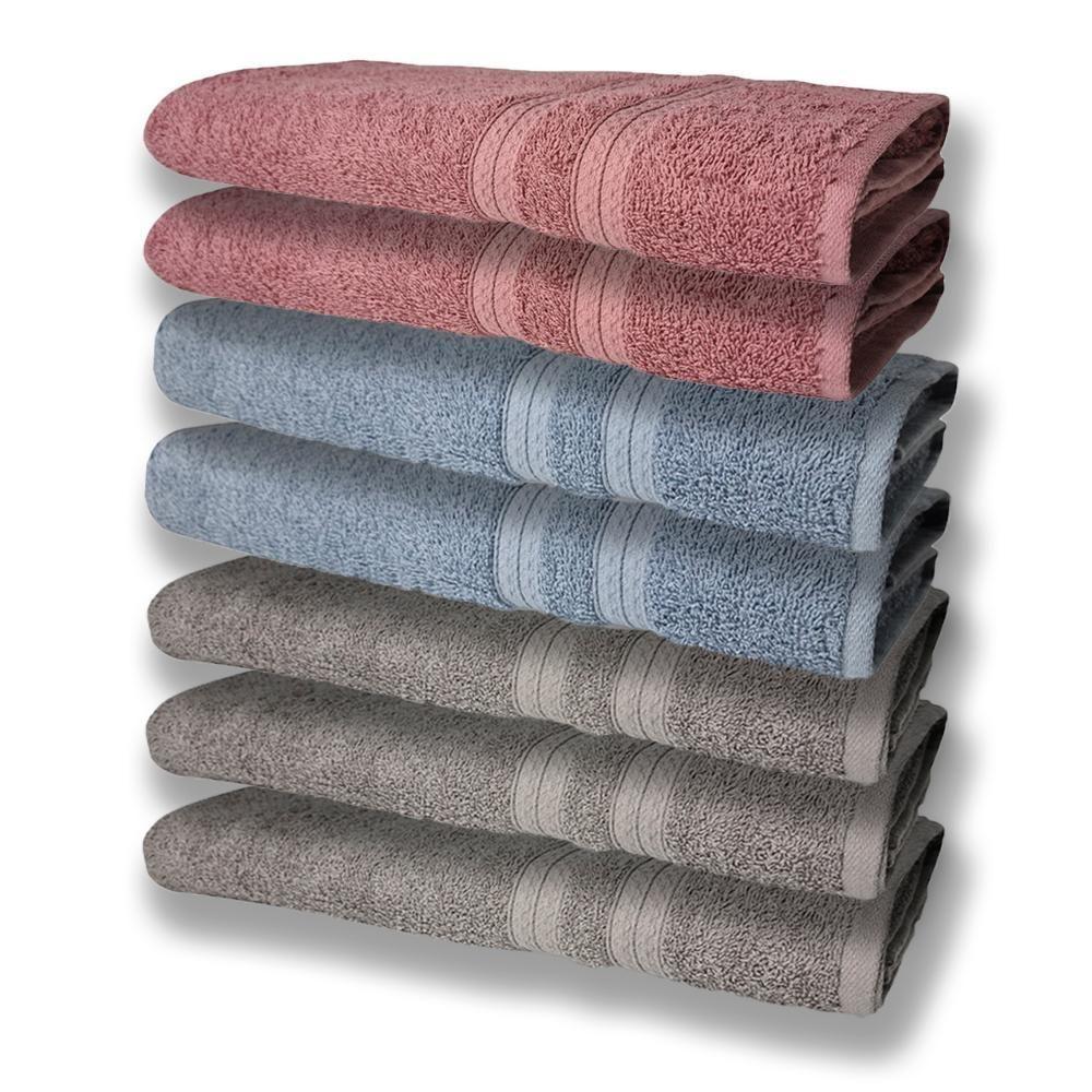 7 Toalhas Grande E Grossa 3 Cinza 2 Azul 2 Rosê - 1