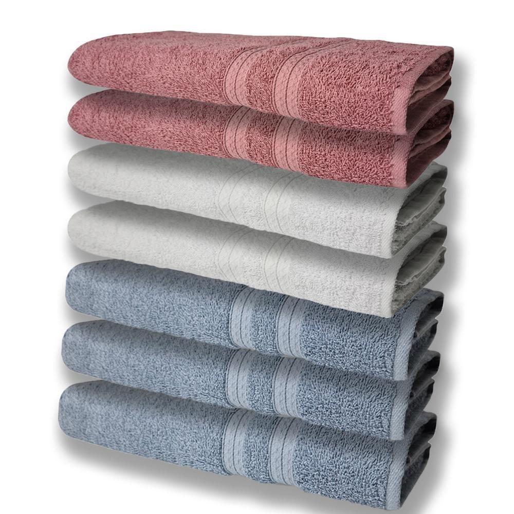 7 Toalhas Grande E Grossa 4 Azul 2 Branco 2 Rosê - 1
