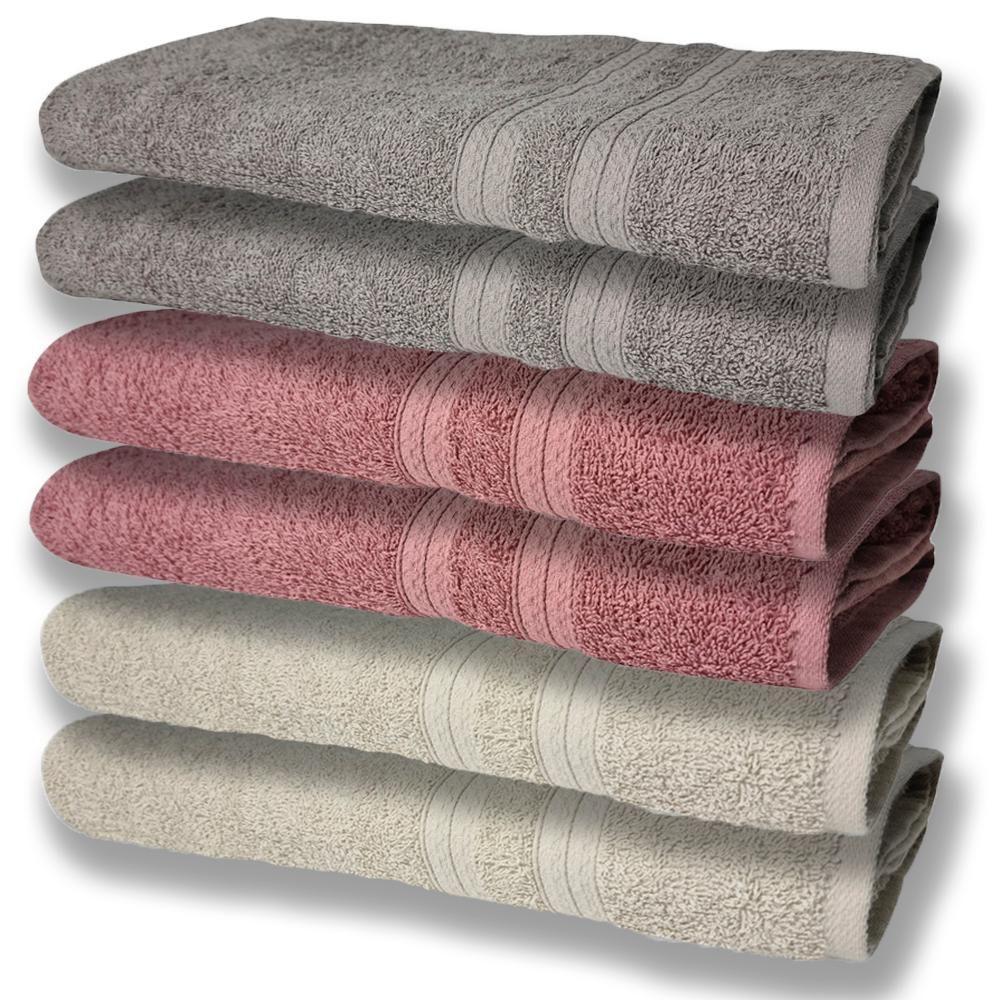 6 Toalhas Grande E Grossa Bege Rose Cinza - 1