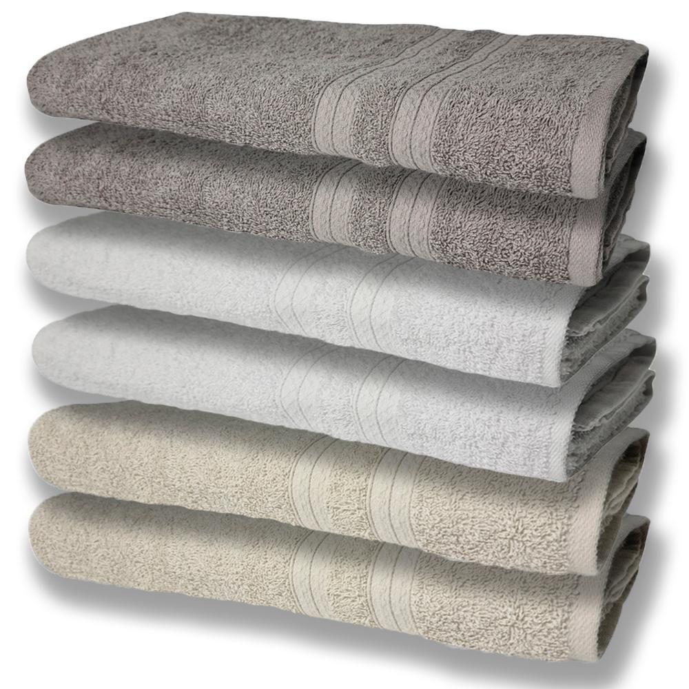 6 Toalhas Grande E Grossa Bege Branco e Cinza - 1