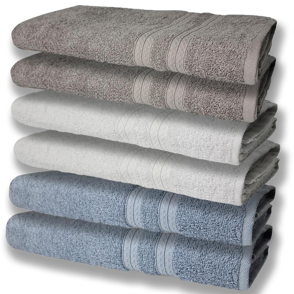 6 Toalhas Grande E Grossa Azul Branco e Cinza - 1