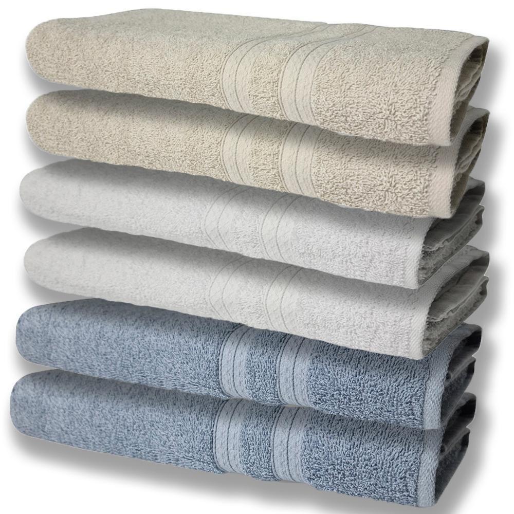 6 Toalhas Grande E Grossa Azul Branco e Bege - 1