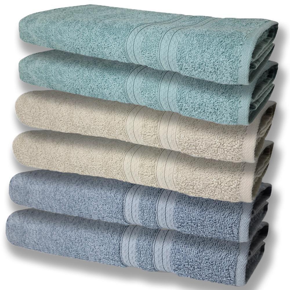 6 Toalhas Grande E Grossa Azul Bege e Verde - 1