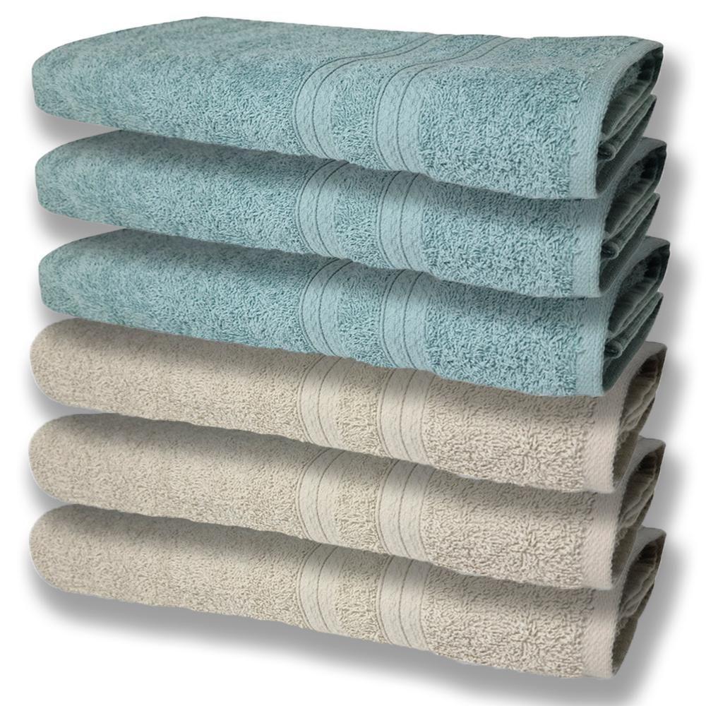 6 Toalhas Grande E Grossa Algodão Bege e Verde - 1