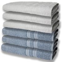 6 Toalhas Grande E Grossa Algodão Azul E Branca - 1