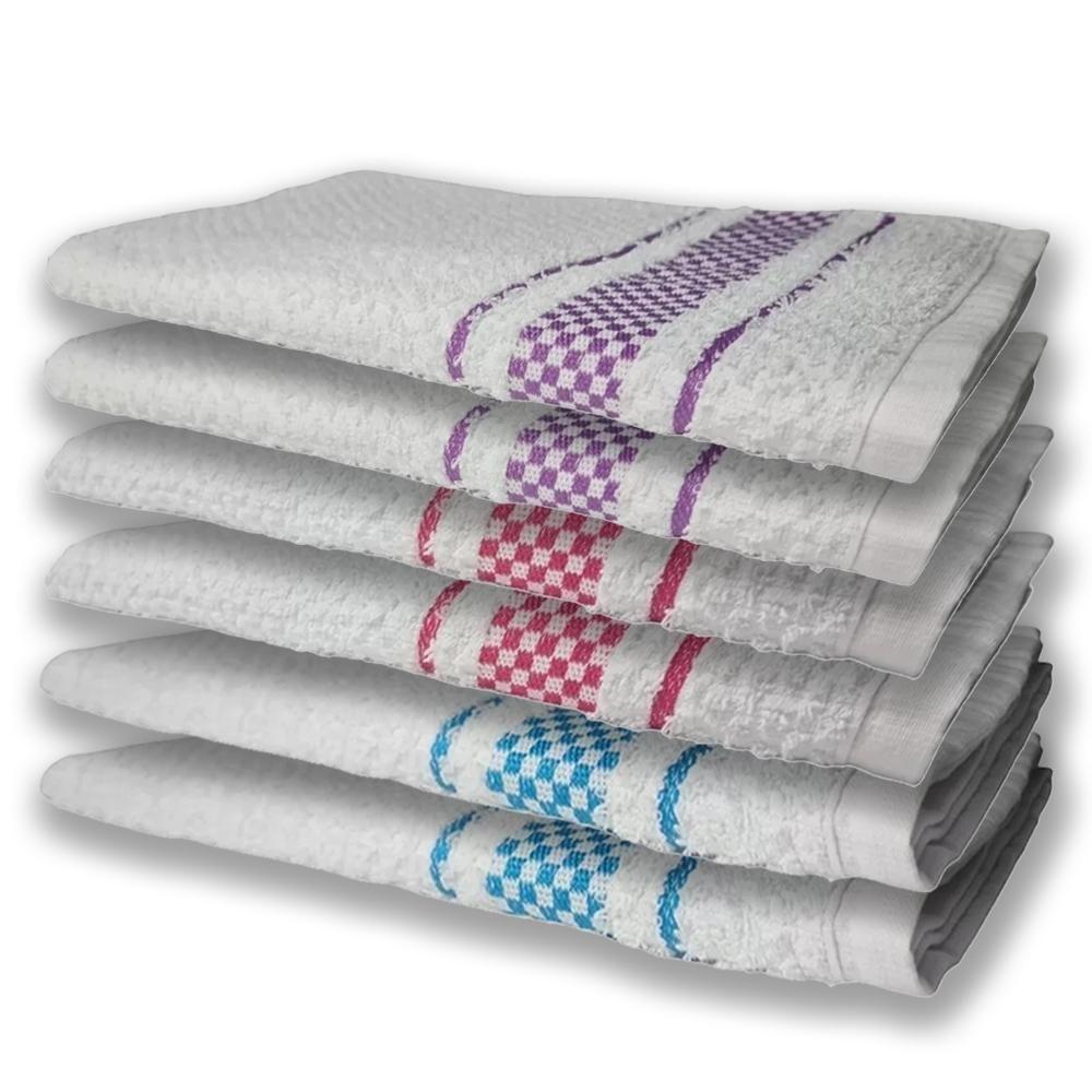 6 Panos De Prato Atoalhado Felpudo Azul Rosa e Roxo - 1