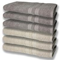 6 Toalhas Grande E Grossa Algodão Bege E Cinza - 1