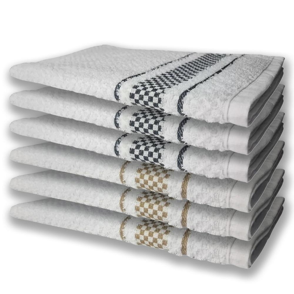 6 Panos De Prato Atoalhado Felpudo Preto e Marrom - 1