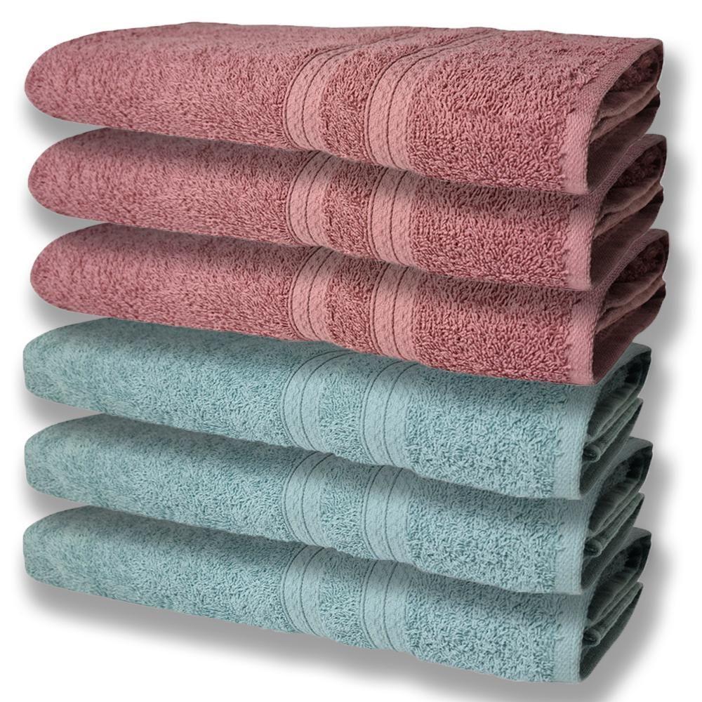 6 Toalhas Grande E Grossa Algodão Verde e Rosê - 1