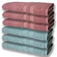 6 Toalhas Grande E Grossa Algodão Verde e Rosê - 1