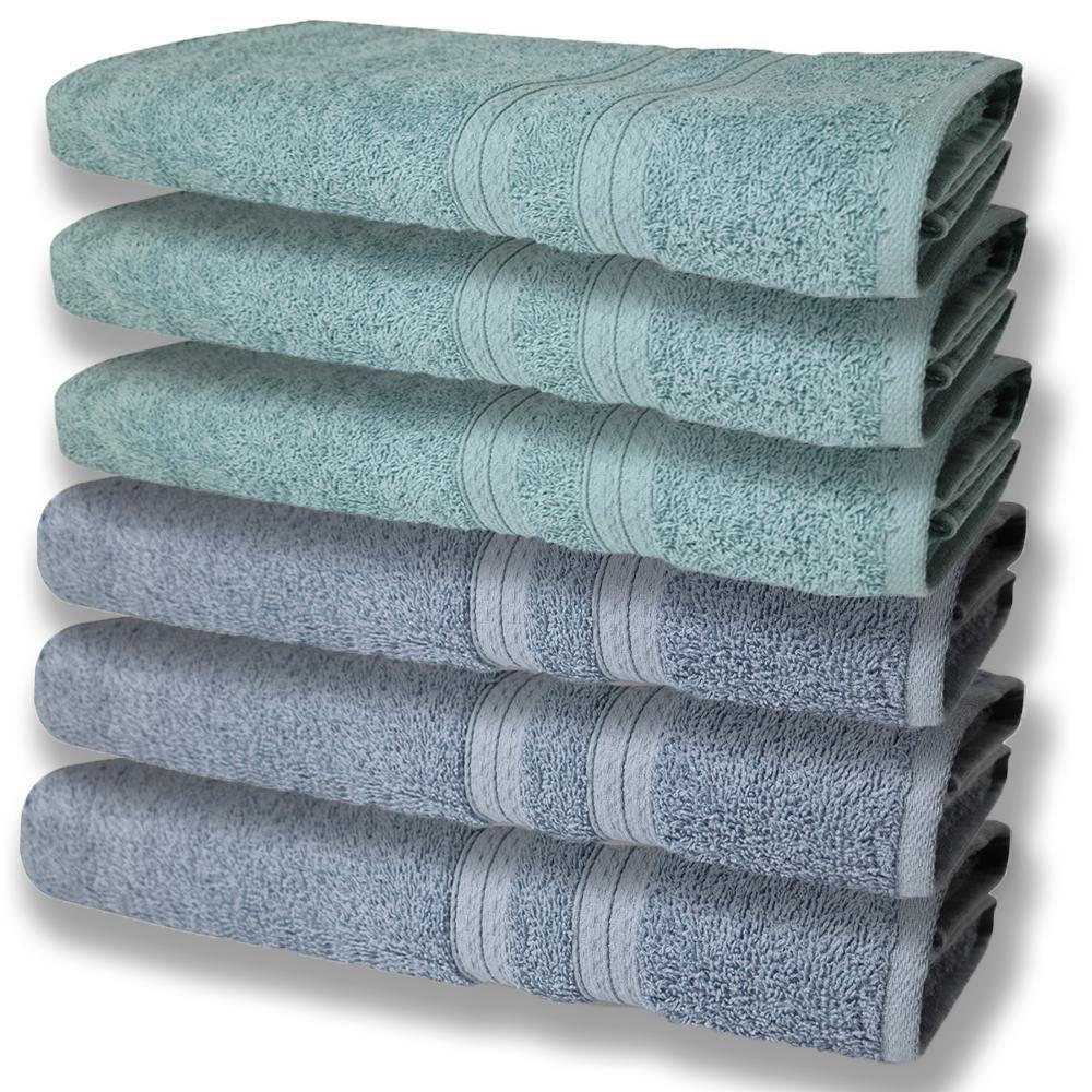 6 Toalhas Grande E Grossa Algodão Azul E Verde - 1