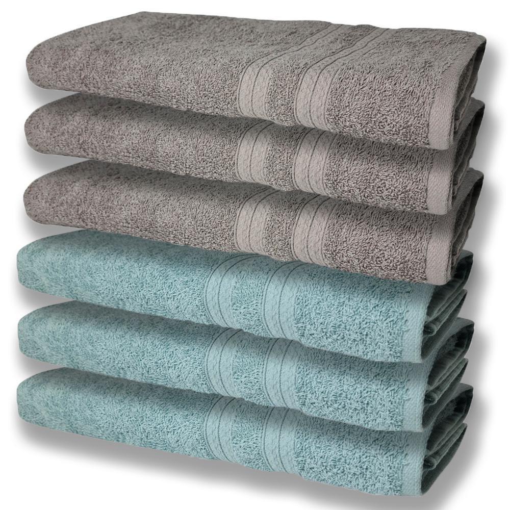 6 Toalhas Grande E Grossa Algodão Verde e Cinza - 1