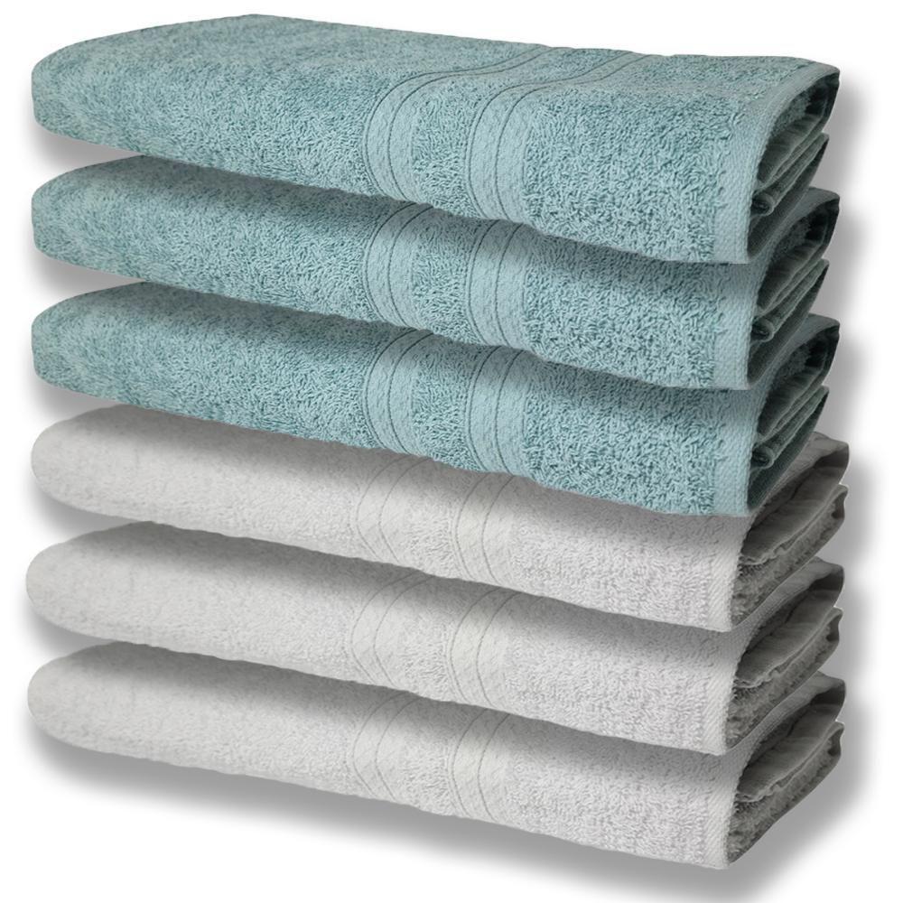 6 Toalhas Grande E Grossa Algodão Branco e Verde - 1