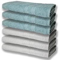 6 Toalhas Grande E Grossa Algodão Branco e Verde - 1