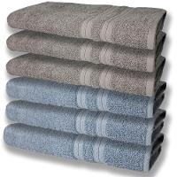 6 Toalhas Grande E Grossa Algodão Azul E Cinza - 1